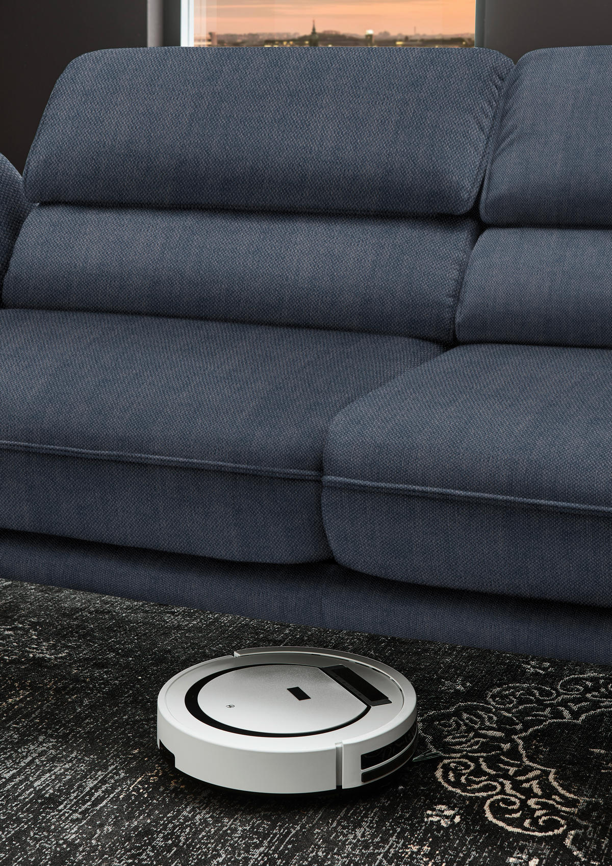 ECKSOFA in Velours Blau  - Blau/Schwarz, Design, Textil/Metall (283/153cm) - Valdera