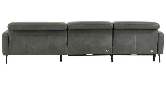 ECKSOFA Anthrazit Echtleder Kopfteilverstellung  - Anthrazit/Schwarz, Design, Leder/Metall (323/179cm) - Dieter Knoll