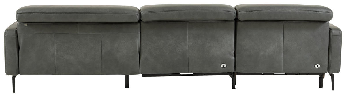 ECKSOFA  in Echtleder Anthrazit  323/179 cm  - Anthrazit/Schwarz, Design, Leder/Metall (323/179cm) - Dieter Knoll
