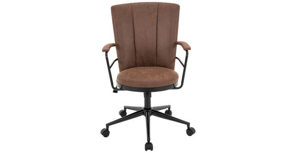 DREHSTUHL in Mikrofaser Braun, Schwarz - Schwarz/Braun, Design, Kunststoff/Textil (64/89,5-97,5/64cm) - Carryhome