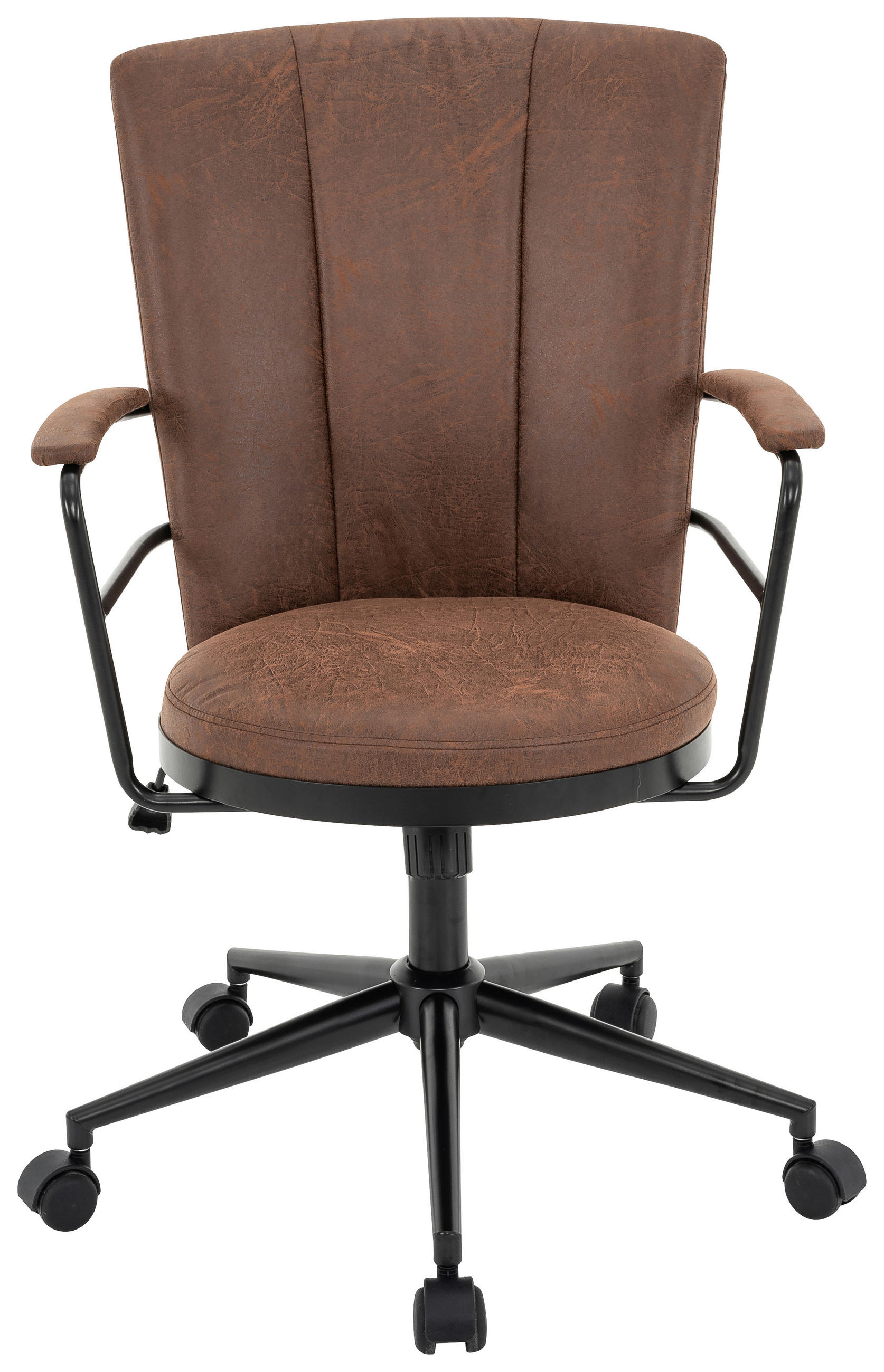 DREHSTUHL Mikrofaser Braun, Schwarz  - Schwarz/Braun, Design, Kunststoff/Textil (64/89,5-97,5/64cm) - Carryhome