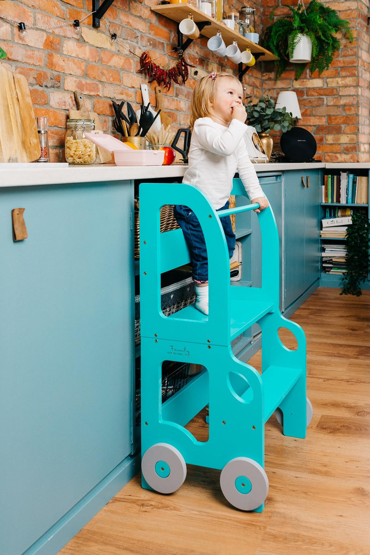 KOMBIHOCHSTUHL  - Blau, Basics, Holz (38/90/40cm)