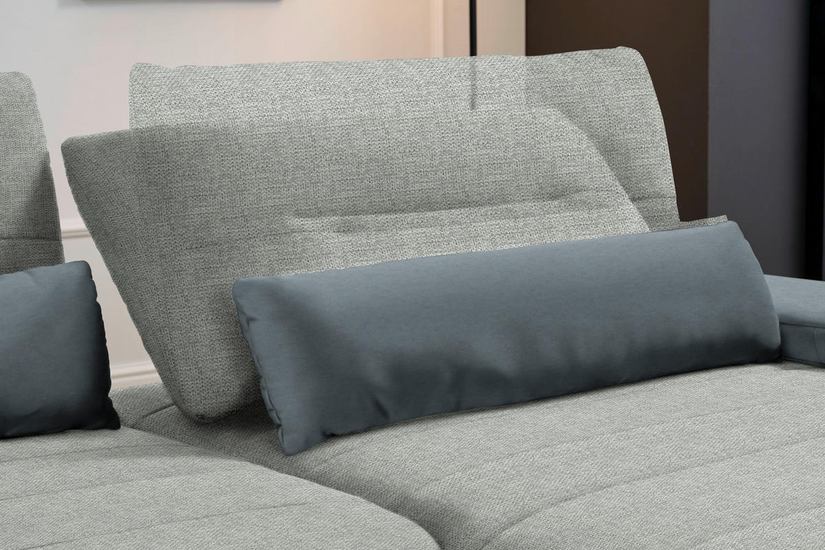 ECKSOFA in Webstoff Hellgrau  - Hellgrau/Schwarz, Konventionell, Textil/Metall (273/191cm) - Carryhome