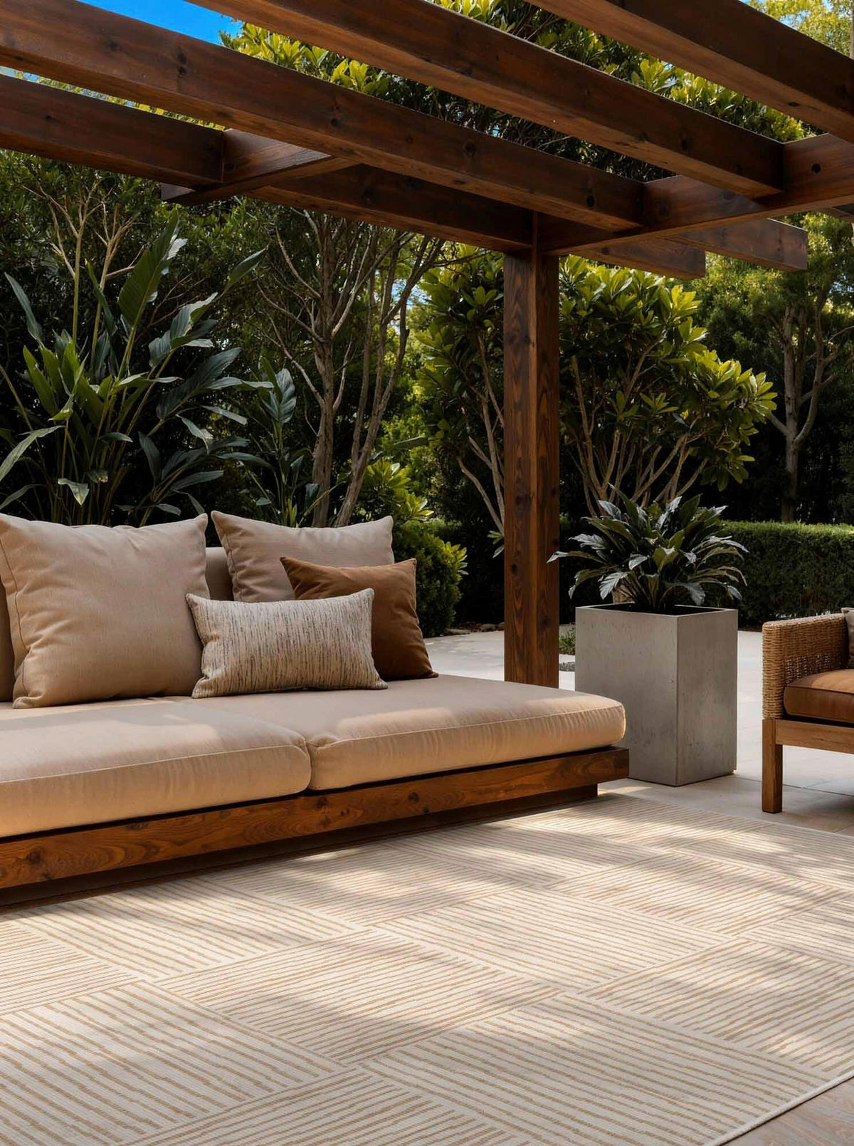 FLACHWEBETEPPICH 120/170 cm Haringey Weiß, Sandfarben rechteckig  - Sandfarben/Weiß, Basics, Kunststoff (120/170cm)