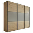 SCHWEBETÜRENSCHRANK  in Hellgrau, Eiche Artisan  - Hellgrau/Schwarz, Holzwerkstoff/Metall (280/222/68cm) - Moderano