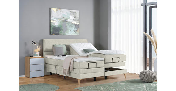 BOXSPRINGBETT 180/200 cm in Ecru - Ecru/Eichefarben, KONVENTIONELL, Holz/Textil (180/200cm) - Voleo