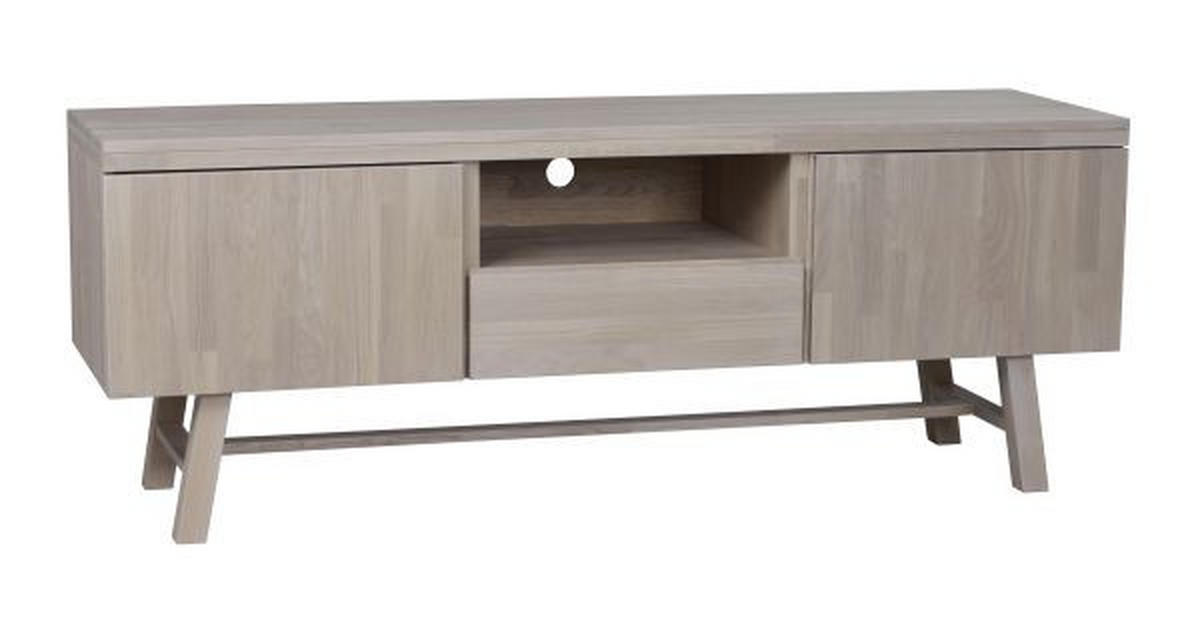 TV-BÄNK i massiv ek naturfärgad  - naturfärgad, Design, trä (160/60/45cm) - Rowico