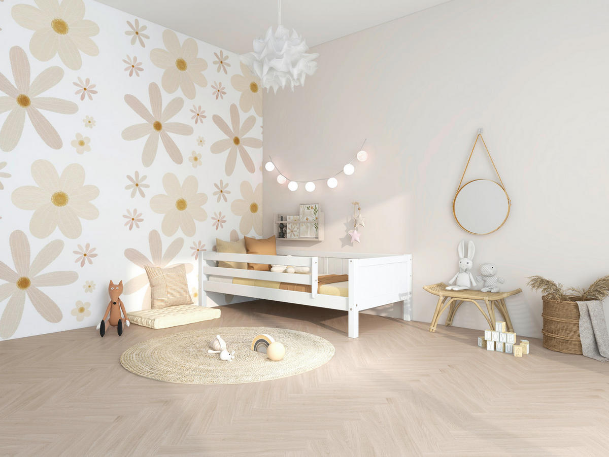 BETT 90/200 cm,  in Weiß, Rollrost, Absturzsicherung  - Weiß, MODERN, Holz (90/200cm) - Chameo