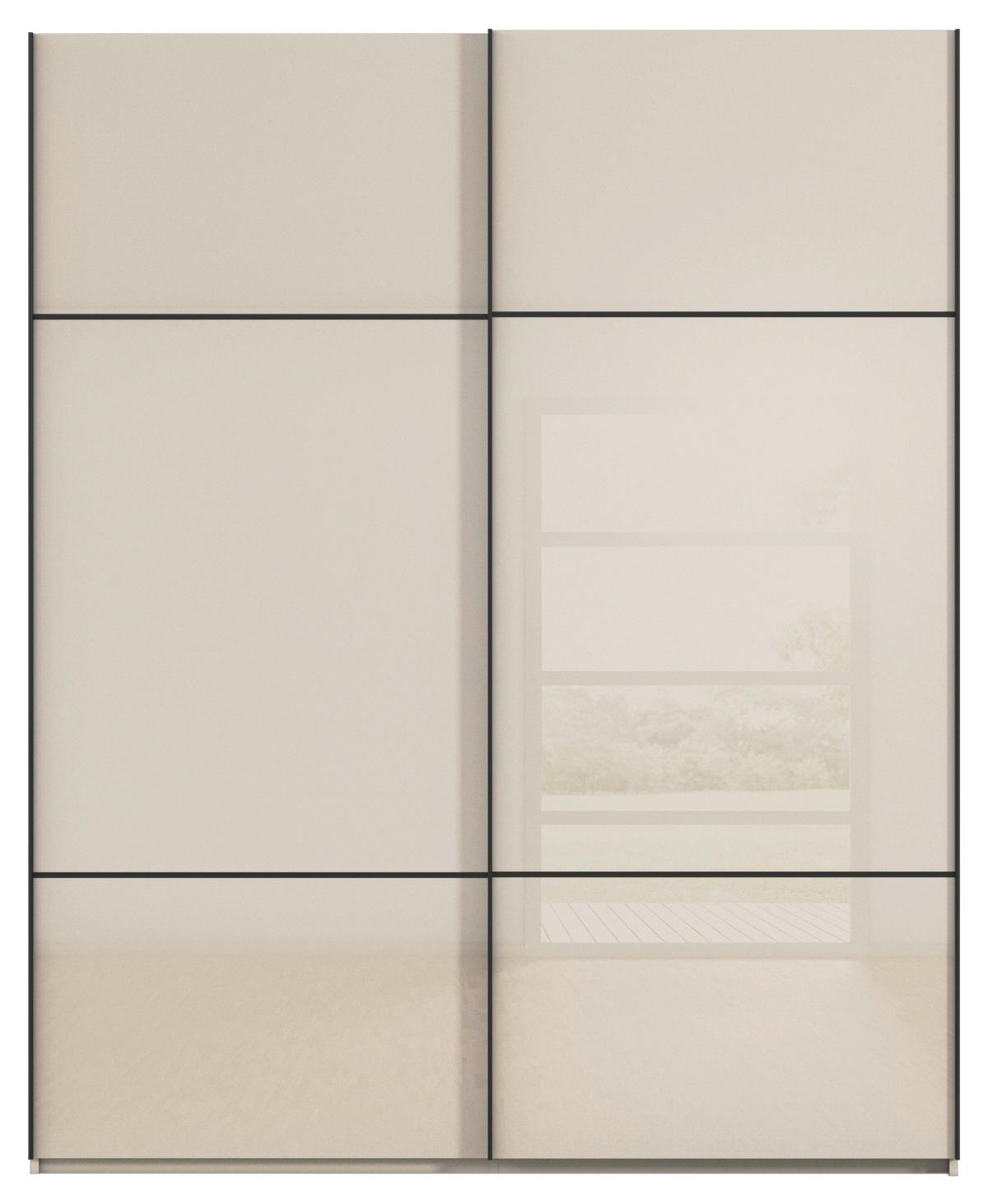 SCHWEBETÜRENSCHRANK in Champagner  - Champagner/Schwarz, Konventionell, Glas/Holzwerkstoff (201/223/67cm) - Novel