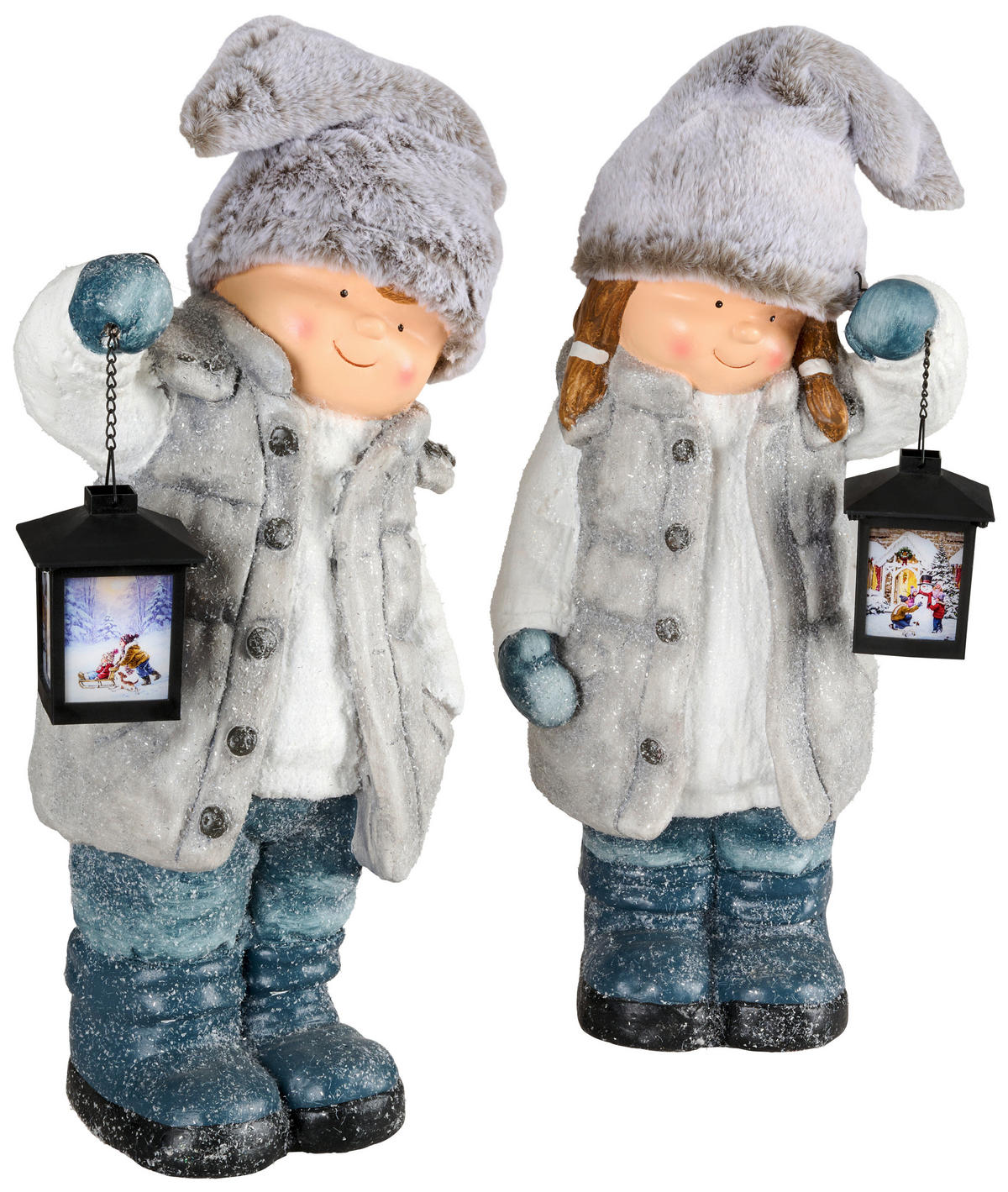 UKRASNA FIGURICA DETE - siva/bela, Lajfstajl, plastika (52cm) - X-Mas