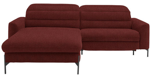 ECKSOFA  in Flachgewebe Rot  191/252 cm  - Rot/Schwarz, Design, Textil/Metall (191/252cm) - Dieter Knoll