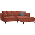 ECKSOFA in Chenille Rostfarben  - Rostfarben/Schwarz, LIFESTYLE, Textil/Metall (255/172cm) - Carryhome