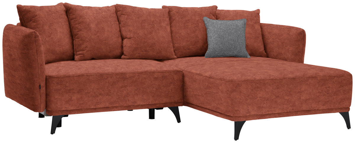 ECKSOFA in Chenille Rostfarben  255/172 cm  - Rostfarben/Schwarz, LIFESTYLE, Textil/Metall (255/172cm) - Carryhome