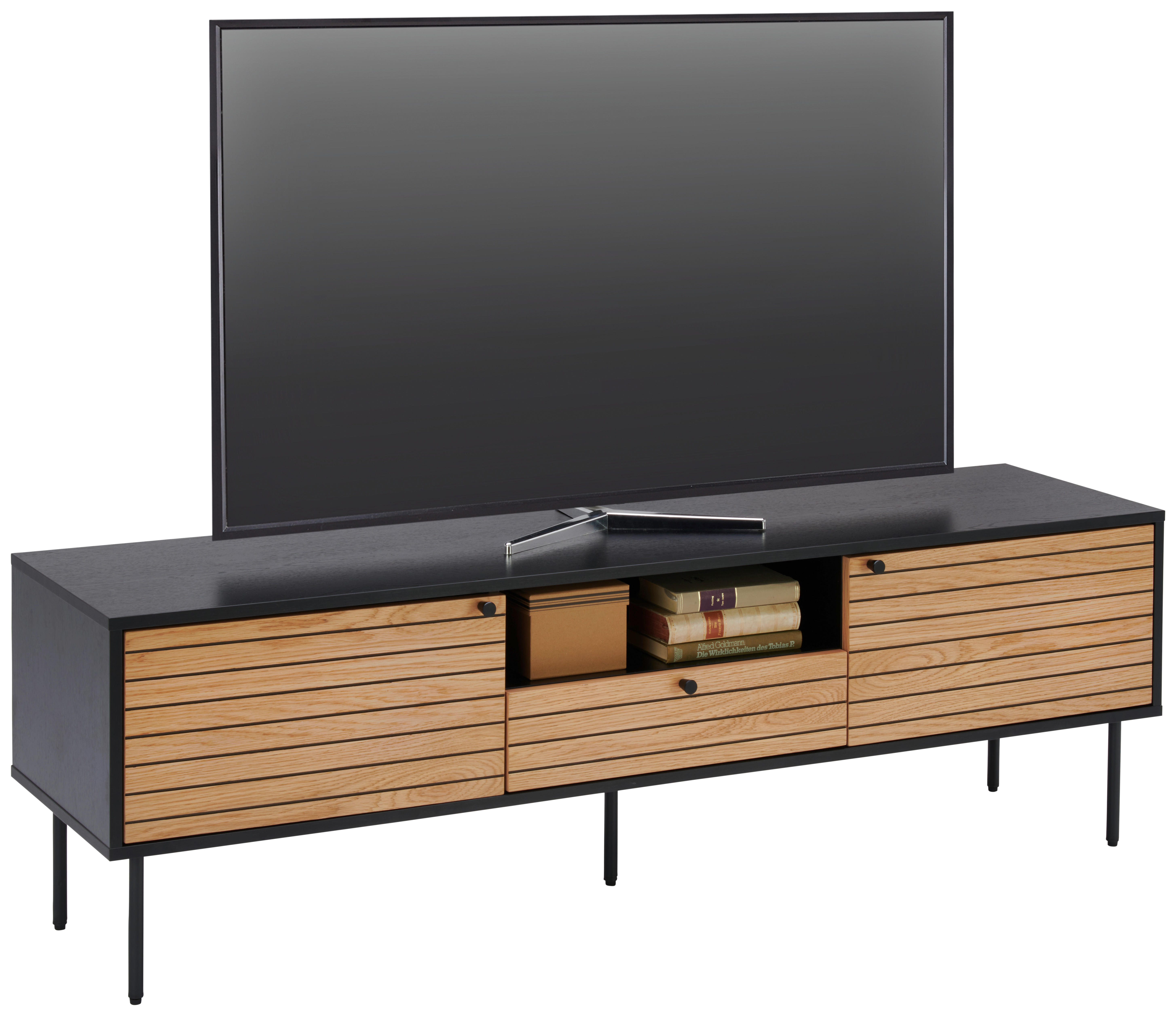 TV-BÄNK 160/50/40 cm  - svart/ekfärgad, Design, metall/träbaserade material (160/50/40cm) - Xora