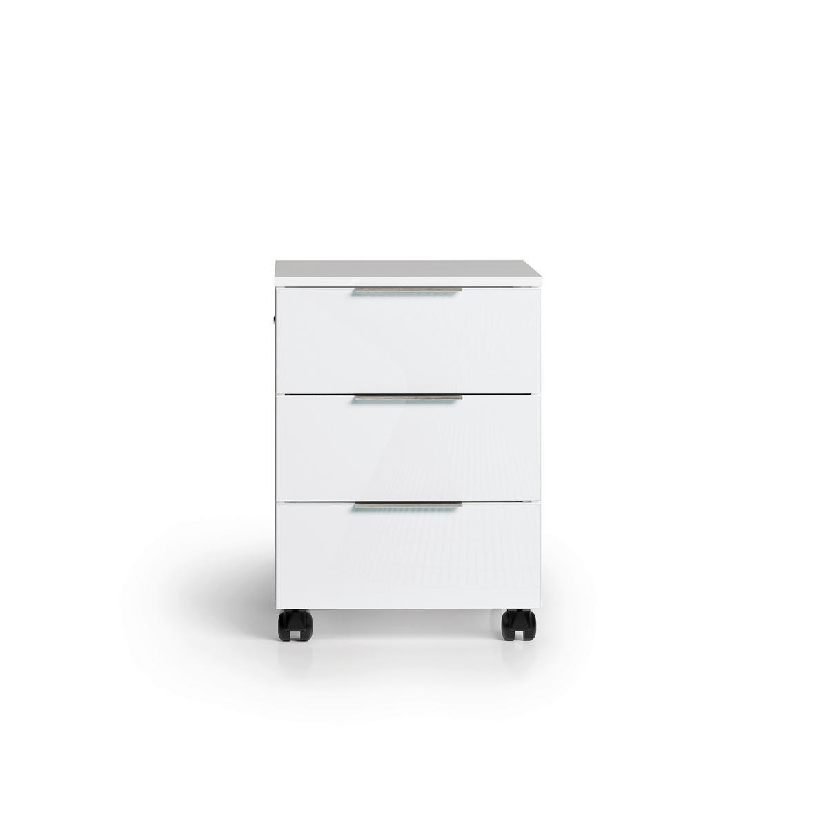 ROLLCONTAINER Weiß  - Alufarben/Weiß, Design, Glas/Holzwerkstoff (45/63/43cm) - Stylife