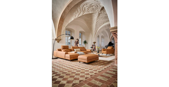 ECKSOFA  in Echtleder Hellbraun  225/355 cm  - Hellbraun/Anthrazit, Design, Leder/Metall (225/355cm) - Johann Jakob
