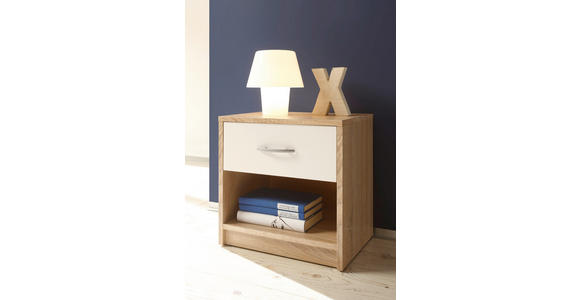 NACHTKÄSTCHEN in Weiß, Sonoma Eiche  - Alufarben/Weiß, KONVENTIONELL, Holzwerkstoff/Kunststoff (39/41/28cm) - Carryhome