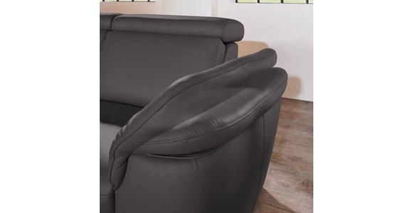 ECKSOFA in Echtleder Dunkelbraun  - Dunkelbraun/Alufarben, Design, Leder/Metall (242/271cm) - Cantus