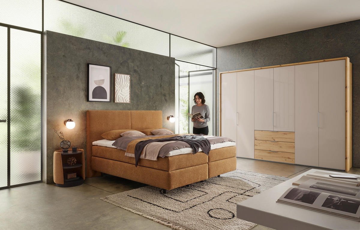 POLSTERBETT 180/200 cm,  in Gelb, Bettkasten, Lattenroste, Matratzen, H4 + H4 = sehr fest  - Gelb/Schwarz, Design, Holz/Holzwerkstoff (180/200cm) - Dieter Knoll