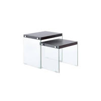 BEISTELLTISCHSET in Glas, Holzwerkstoff  - Klar/Dunkelbraun, Basics, Glas/Holzwerkstoff - Kayoom