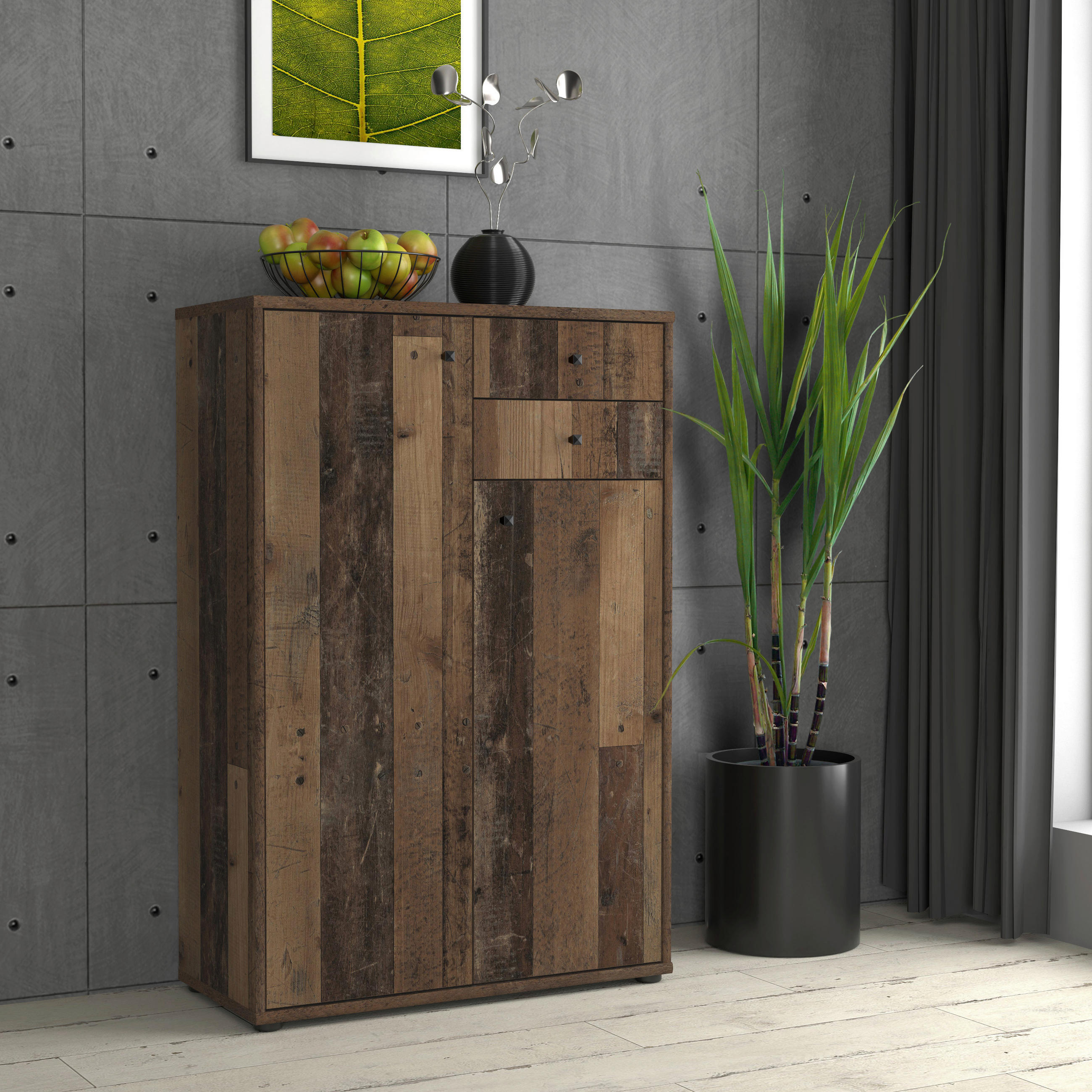 KOMMODE in 73,7/111,1/34,8 cm - Dunkelbraun/Graubraun, Design, Holzwerkstoff (73,7/111,1/34,8cm)