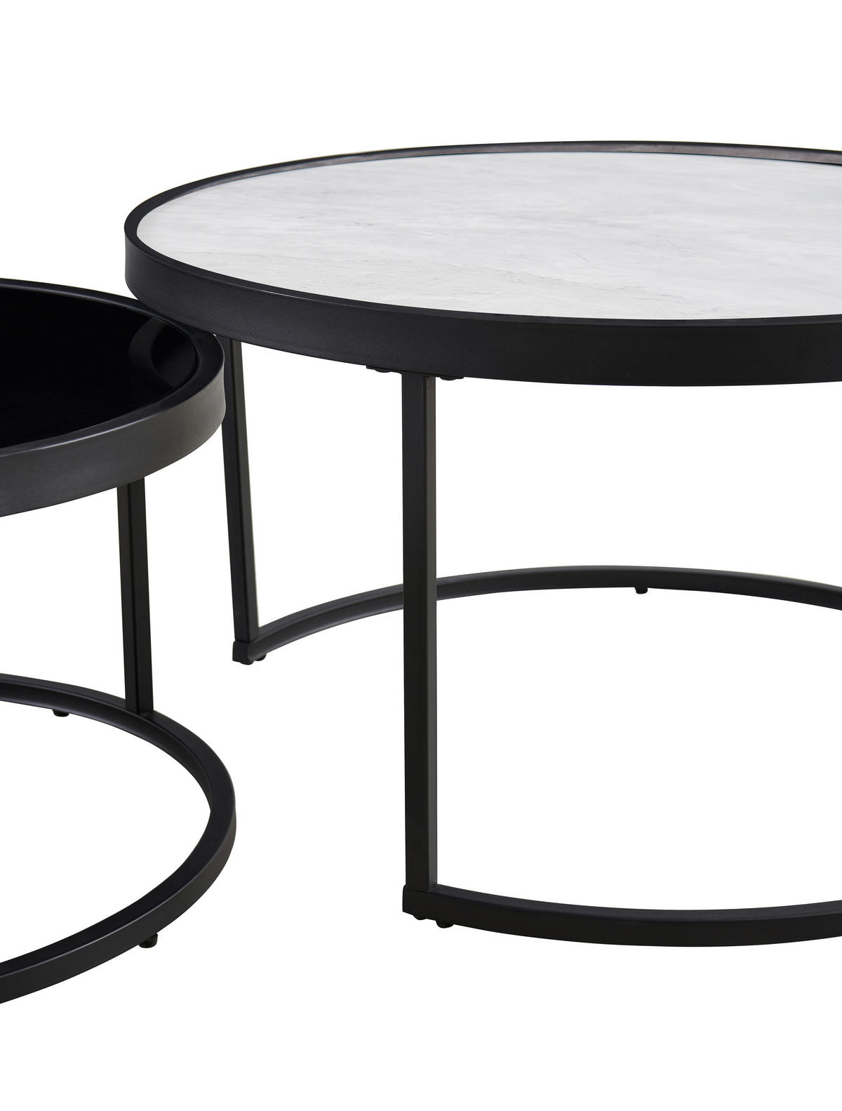SADA KONFERENČNÍCH STOLKŮ, černá, světle šedá, kov, sklo, keramika, 80/65/80/65/40/38 cm - černá/světle šedá, Design, kov/sklo (80/65/80/65/40/38cm) - MID.YOU