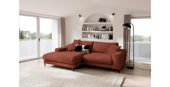 ECKSOFA  in Flachgewebe Rostfarben  177/253 cm  - Rostfarben/Schwarz, Design, Textil/Metall (177/253cm) - Dieter Knoll