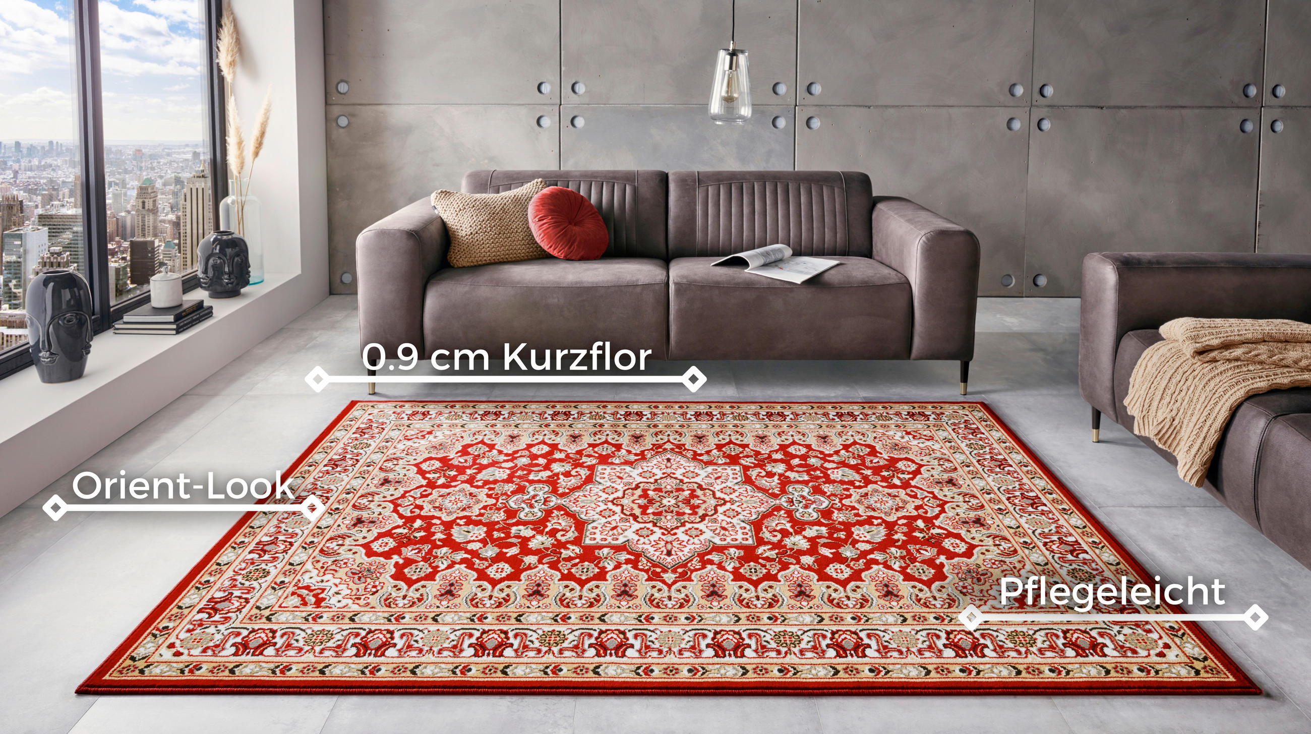 VINTAGE-TEPPICH 120/170 cm Mirkan Rot, Multicolor  - Rot/Multicolor, Basics, Kunststoff/Textil (120/170cm) - Hanse Home