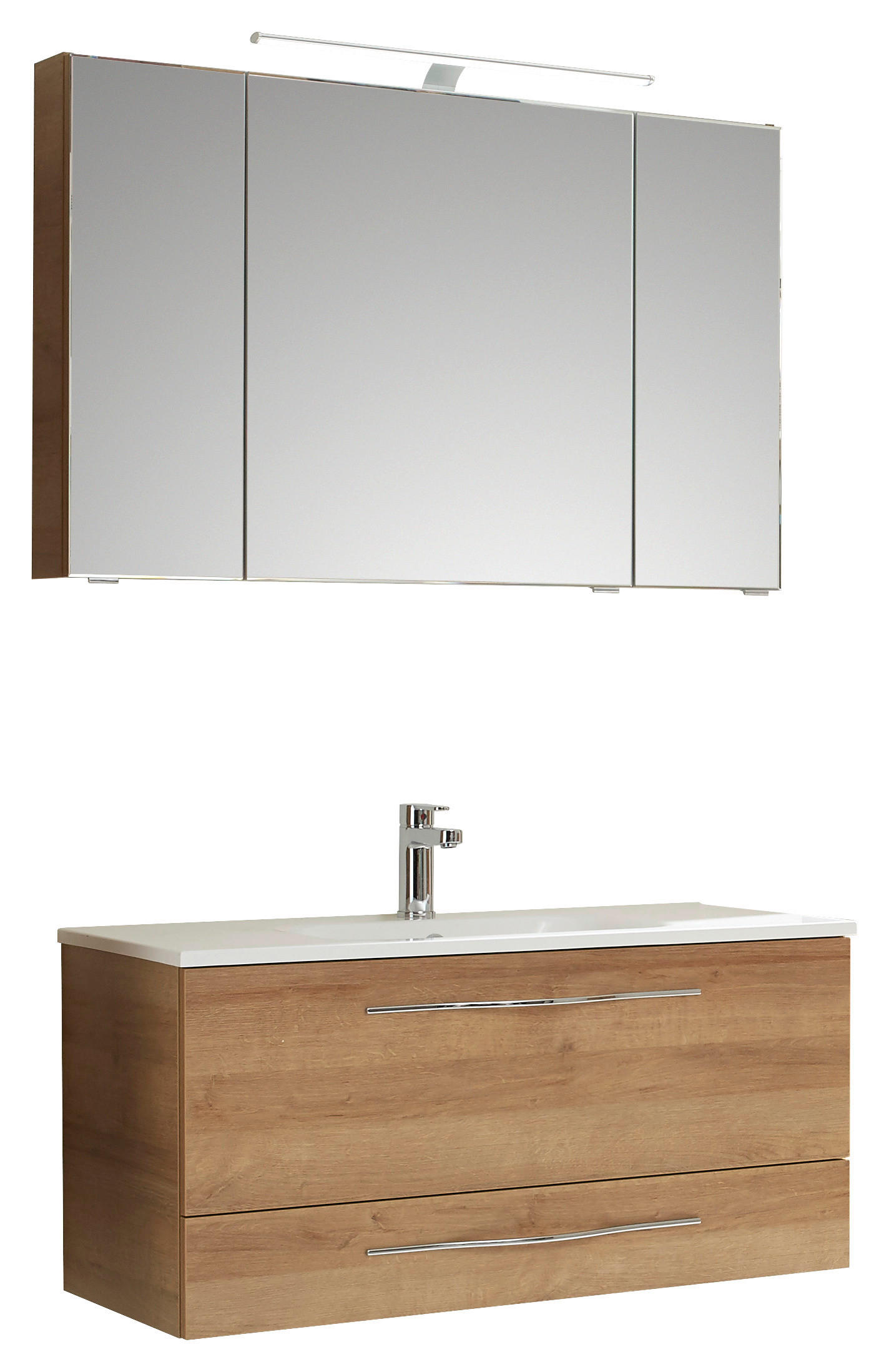 BADEZIMMER  in 110 cm  - Chromfarben/Eichefarben, KONVENTIONELL, Holzwerkstoff/Stein (110cm) - Sadena