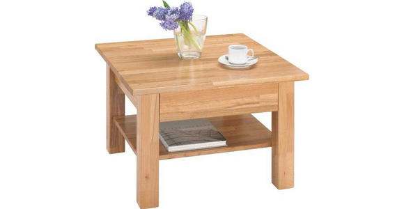 COUCHTISCH Kernbuche vollmassiv quadratisch Buchefarben 70/70/45 cm  - Buchefarben, Design, Holz (70/70/45cm) - Linea Natura