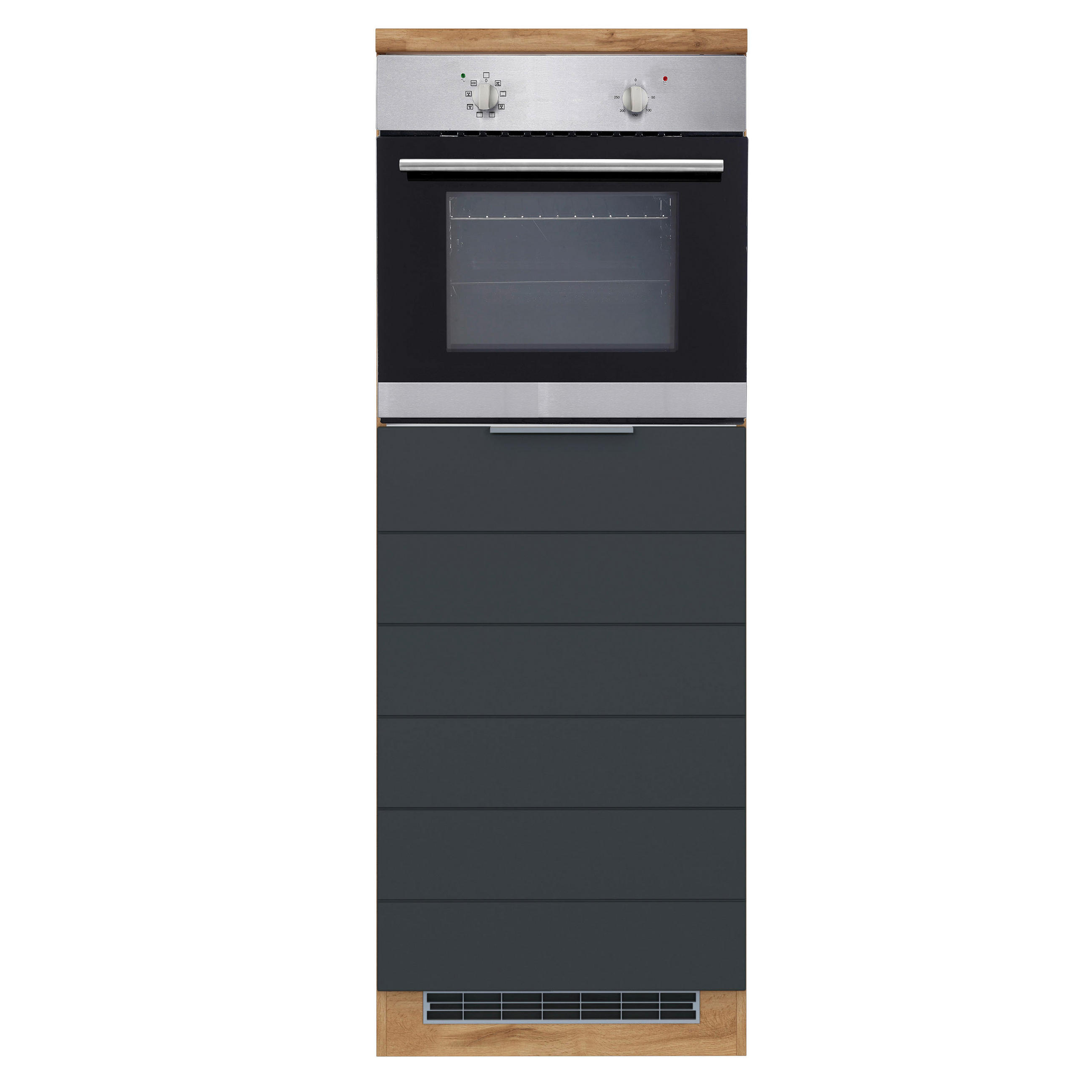 Thumbnail - Held Geräteumbauschrank, Grau, Eiche Wotan, Metall, seitenverkehrt montierbar, 60x166x60 cm, Küchen, Küchenmöbel, Küchen...