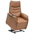 FERNSEHSESSEL  mit Relaxfunktion, Kopfteilverstellung, Aufstehhilfe, Fußteilverstellung Echtleder Lederlook Cognac  - Cognac/Schwarz, Design, Leder/Kunststoff (78.5/87,5-112,5/87,5-161cm) - Cantus