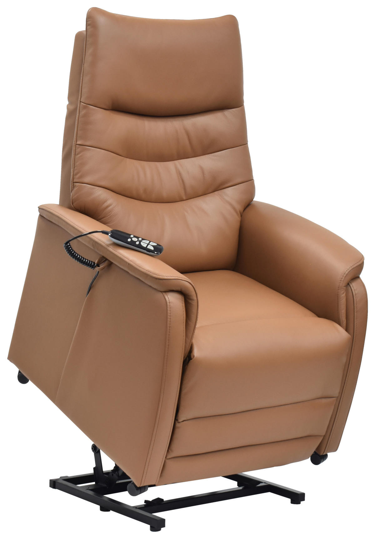 FERNSEHSESSEL  mit Relaxfunktion, Kopfteilverstellung, Aufstehhilfe, Fußteilverstellung Echtleder Lederlook Cognac  - Cognac/Schwarz, Design, Leder/Kunststoff (78.5/87,5-112,5/87,5-161cm) - Cantus
