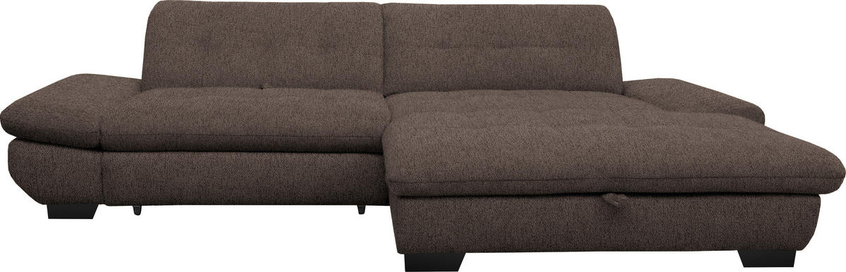 ECKSOFA in Mikrofaser Hellbraun  - Hellbraun/Schwarz, Design, Textil/Metall (290/198cm) - Xora