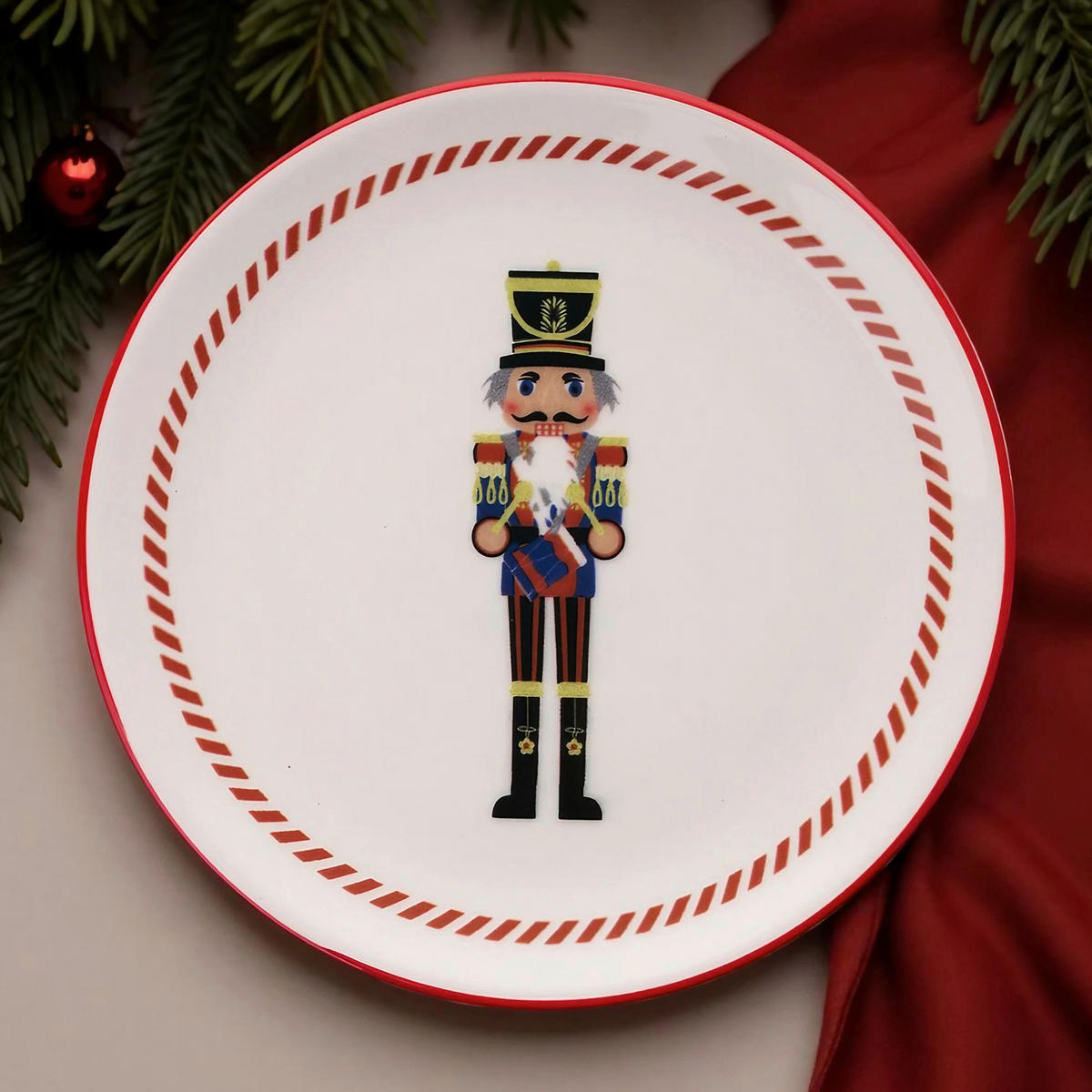 TELLERSET 6-teilig  - Rot/Weiß, Basics, Keramik (25.5cm) - X-Mas