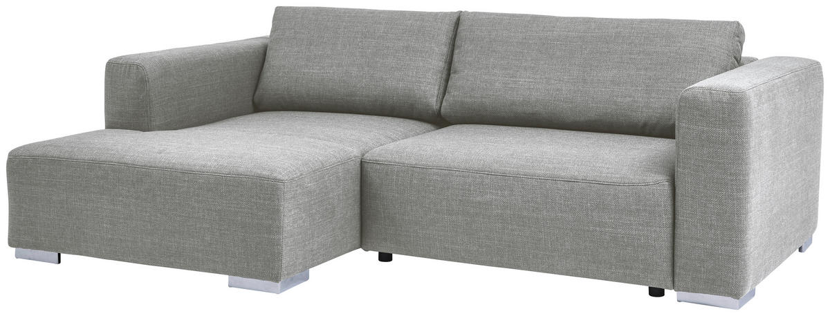 ECKSOFA inkl. Funktion Heaven Grau Flachgewebe  - Chromfarben/Grau, KONVENTIONELL, Textil/Metall (162/242cm) - Tom Tailor