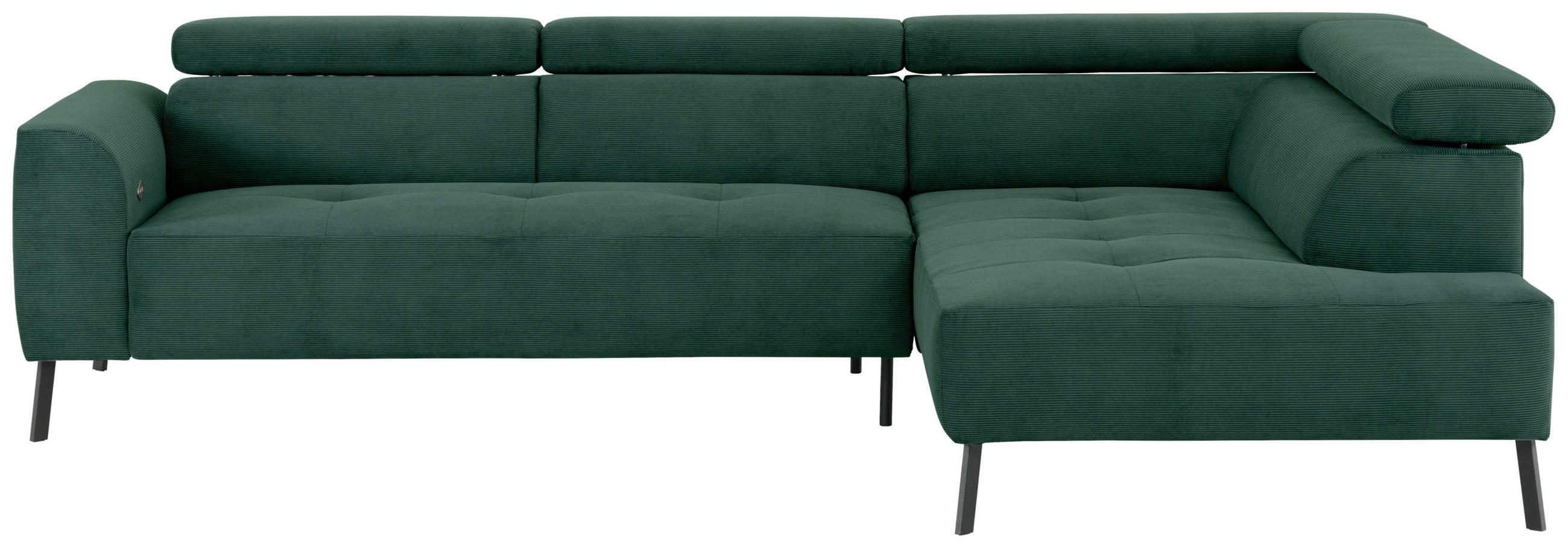 ECKSOFA in Feincord Waldgrün  - Waldgrün/Schwarz, Design, Textil/Metall (280/205cm) - MID.YOU