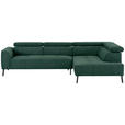 ECKSOFA Waldgrün Feincord  - Waldgrün/Schwarz, Design, Textil/Metall (280/205cm) - Xora