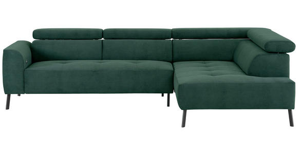 ECKSOFA Waldgrün Feincord - Waldgrün/Schwarz, Design, Textil/Metall (280/205cm) - Xora