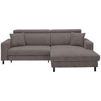 ECKSOFA in Flachgewebe Mokka  262/166 cm  - Schwarz/Mokka, Design, Textil/Metall (262/166cm) - Xora