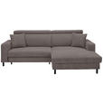 ECKSOFA in Flachgewebe Mokka  262/166 cm  - Schwarz/Mokka, Design, Textil/Metall (262/166cm) - Xora