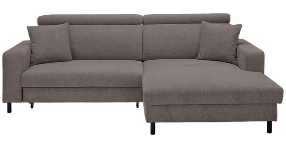 ECKSOFA in Flachgewebe Mokka  262/166 cm  - Schwarz/Mokka, Design, Textil/Metall (262/166cm) - Xora