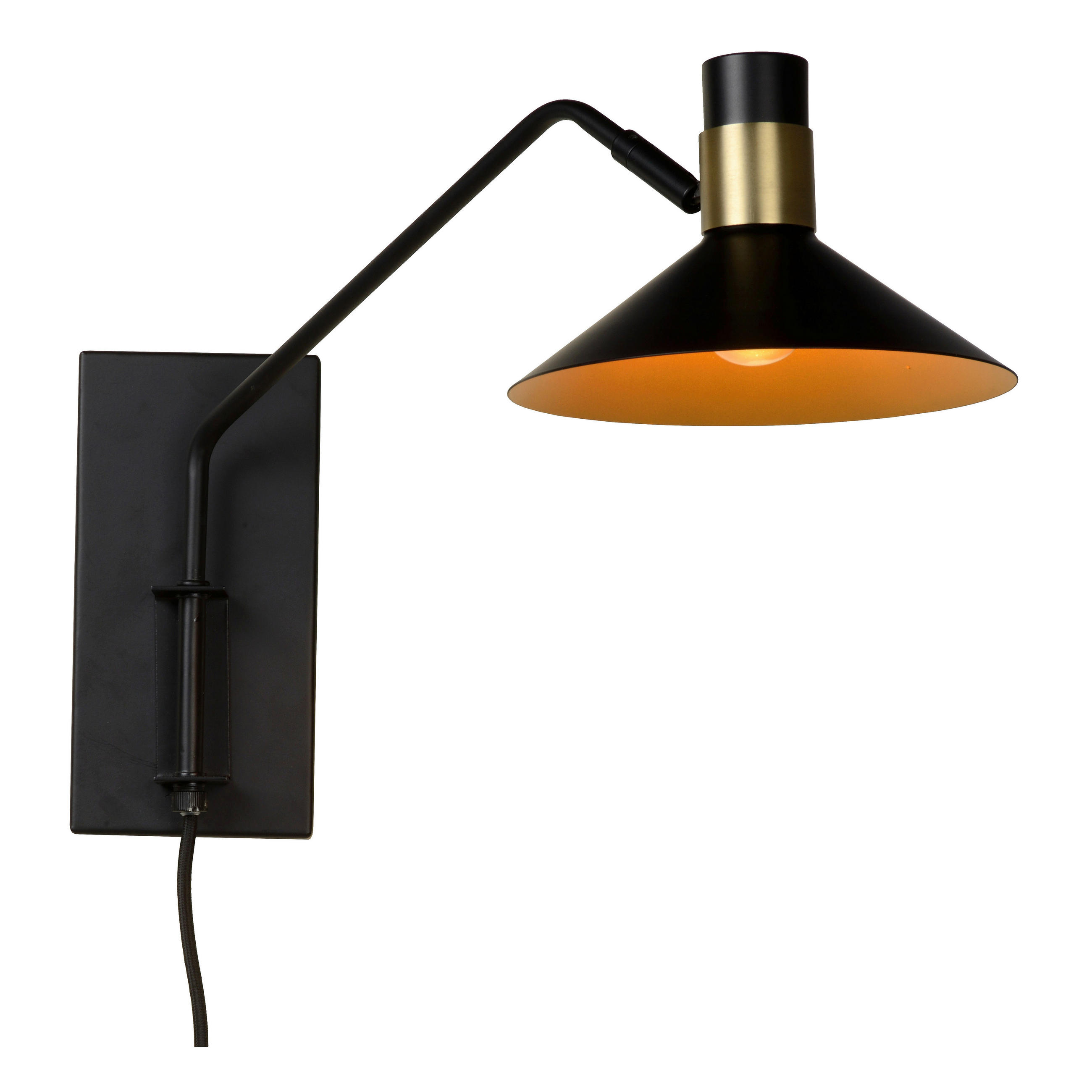 WANDLEUCHTE Pepijn 18.5/47/30 cm   - Schwarz/Bronzefarben, Design, Metall (18.5/47/30cm) - Lucide