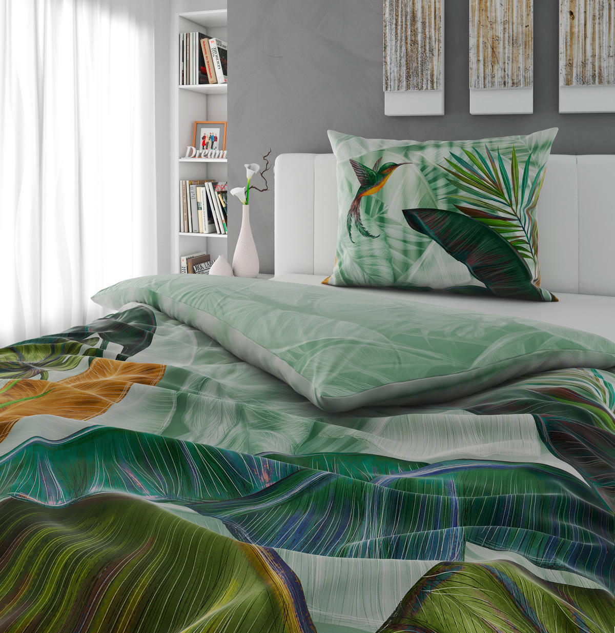 WENDEBETTWÄSCHE Satin 140/200 cm  - Grün, Textil (140/200cm) - Novel