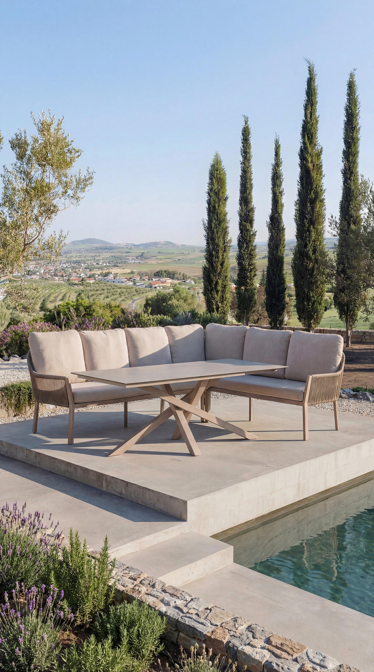 LOUNGEGARNITUR 205/255 cm Aluminium  - Weiss/Champagner, Basics, Textil/Metall (205/255cm) - Tierra Outdoor