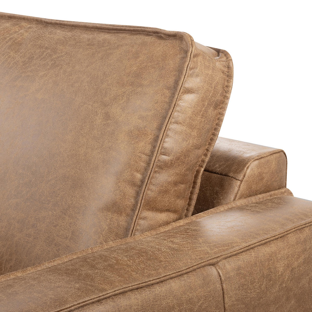 ECKSOFA Beige Echtleder Lederlook Rücken echt  - Beige, Design, Leder/Textil (166/238cm) - Livetastic