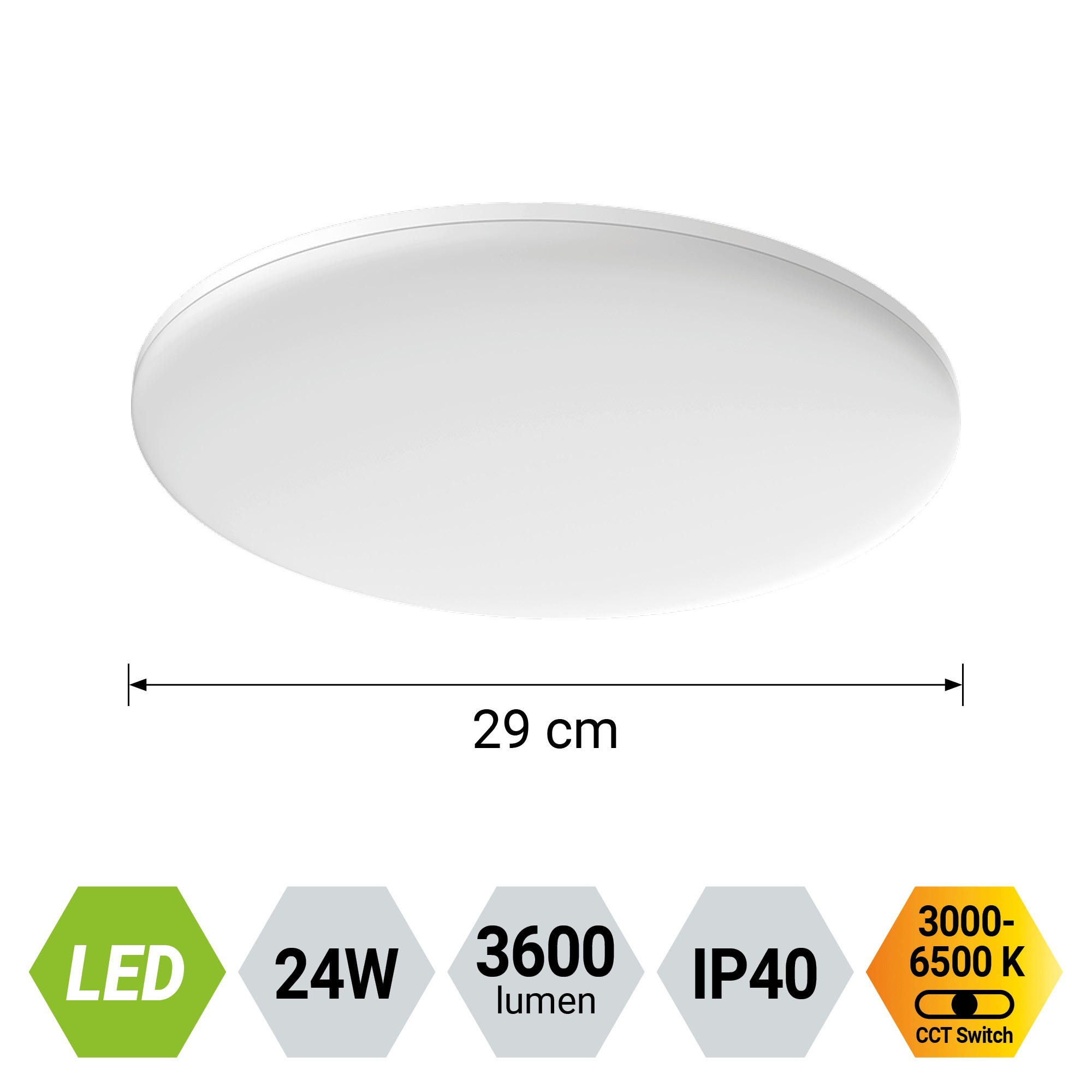 LED MENNYEZETI LÁMPA - fehér, Basics, műanyag/fém (29/4.2cm)