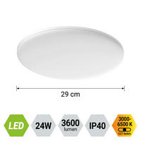 LED MENNYEZETI LÁMPA - fehér, Basics, műanyag/fém (29/4.2cm)