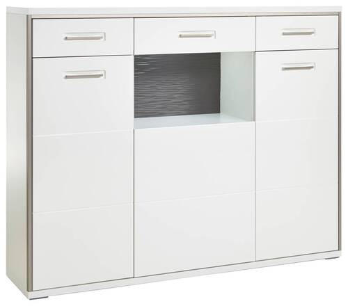 HIGHBOARD Accra in 153/121/45 cm - Weiss Hochglanz/Weiss, Design, Glas/Holzwerkstoff (153/121/45cm) - Livetastic