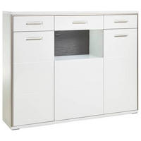 HIGHBOARD Accra  in 153/121/45 cm  - Weiss Hochglanz/Weiss, Design, Glas/Holzwerkstoff (153/121/45cm) - Livetastic
